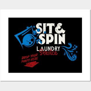 Retro Vintage Sit and Spin Laundry Seattle Posters and Art